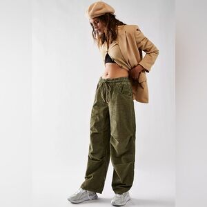Free People We The Free Modern Love Cord Pull On Jeans Olive Small